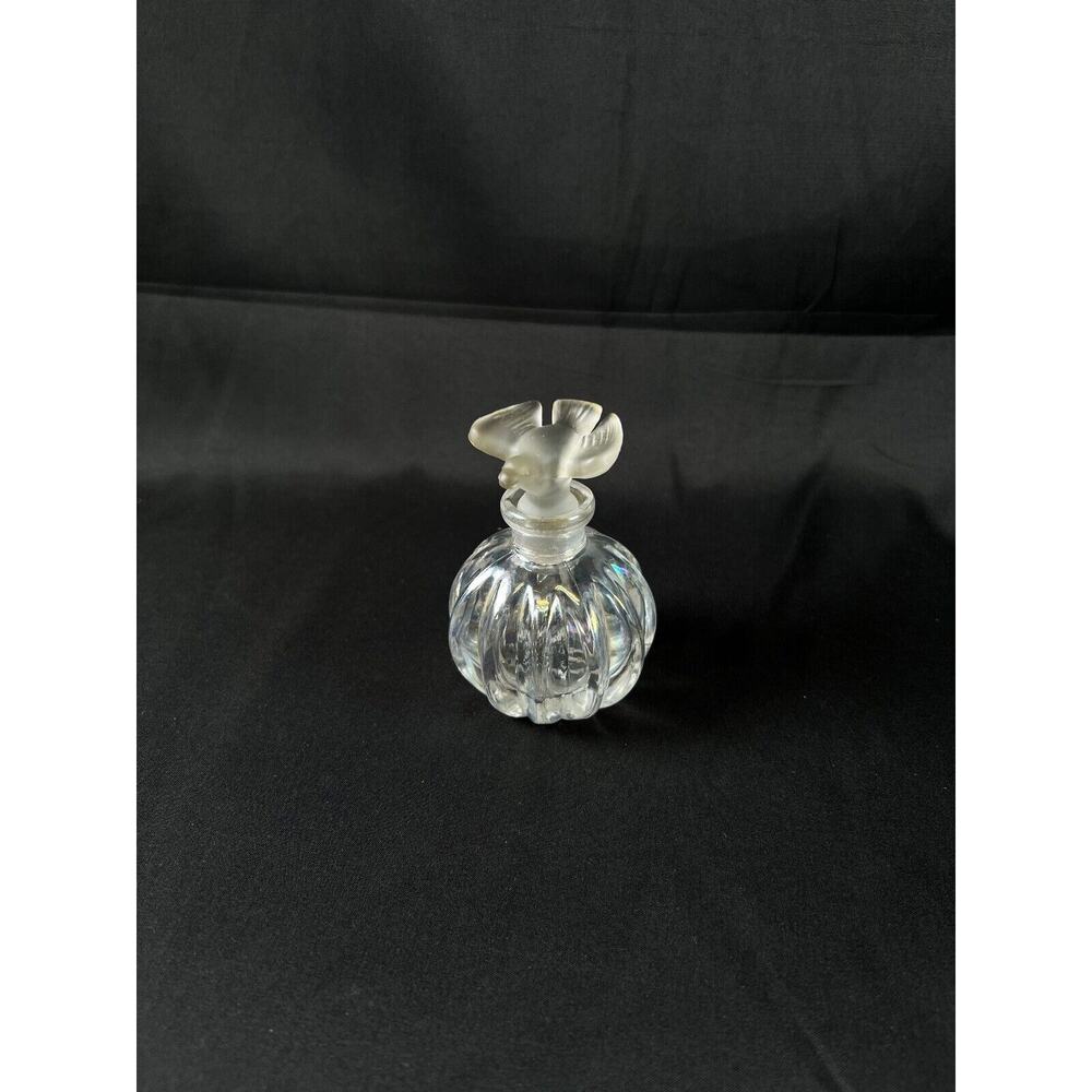Marked 24% lead crystal Clear perfume bottle with Bird topper EUC vintage